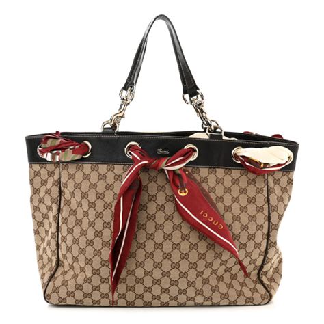 GUCCI Monogram Large Positano Tote Brown 